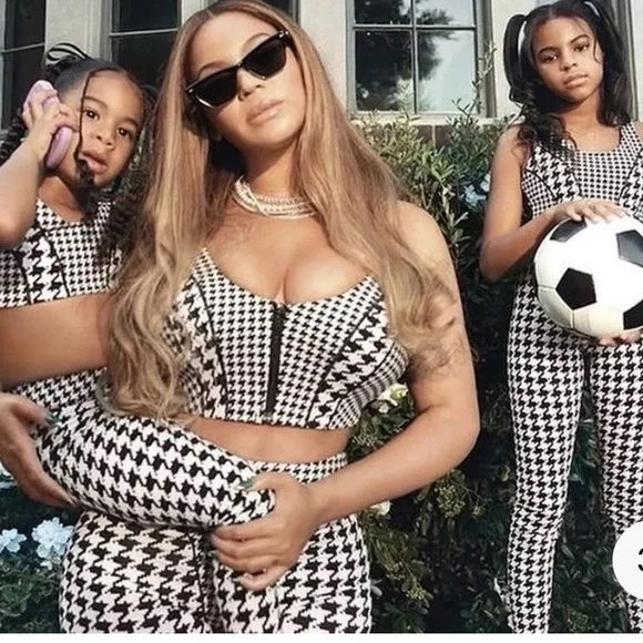 NWT adidas Ivy Park Big Girls Nina Tights Houndstooth Size S black White New - Picture 2 of 16